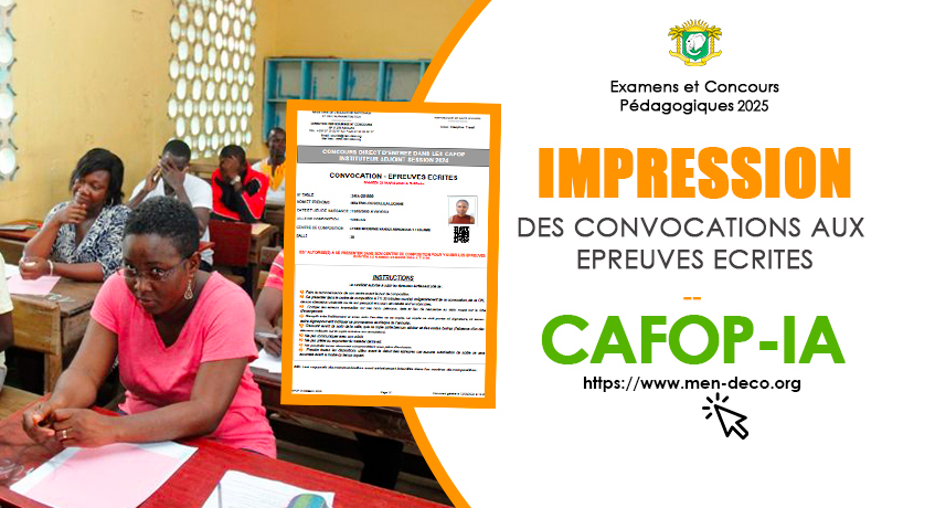 Impression des convocations aux épreuves écrites du concours CAFOP-IA Session 2025