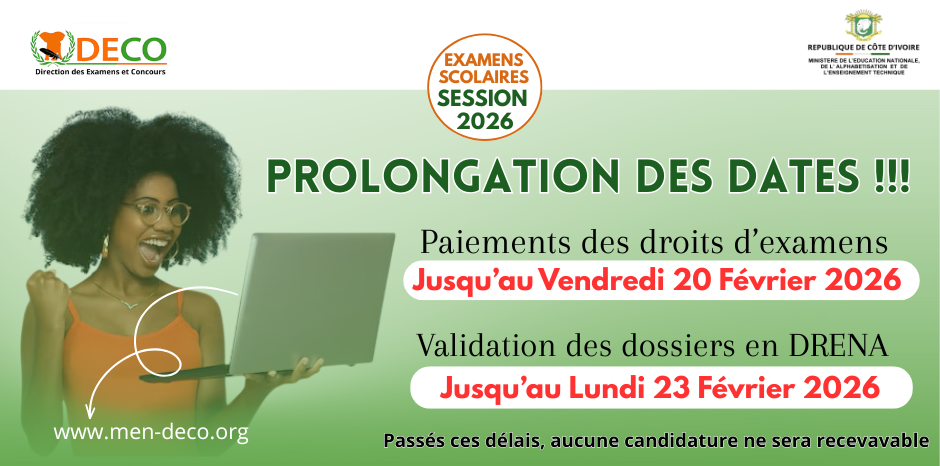 PAIEMENT DES DROITS D'EXAMENS