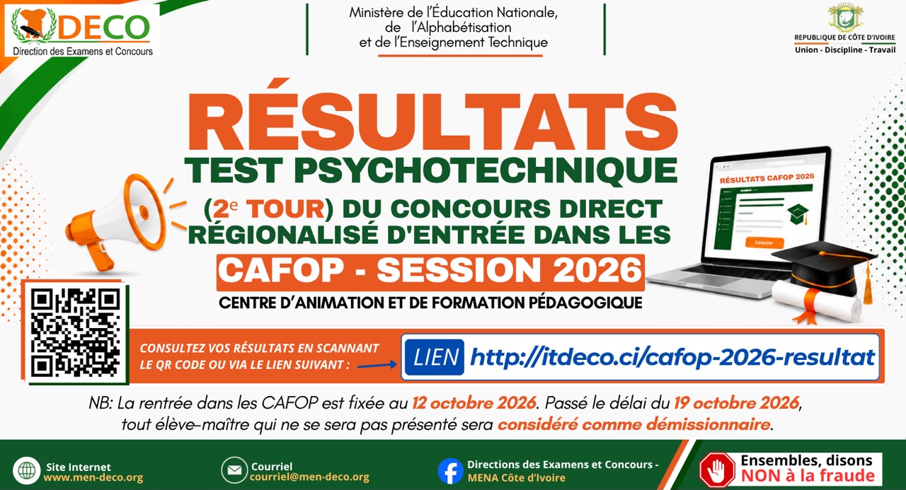 Résultats définitifs du CAFOP-IA Session 2026